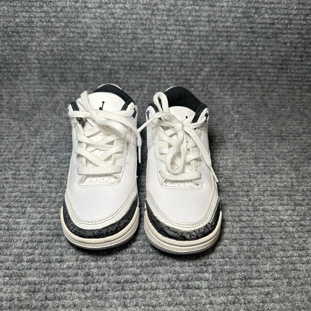 Nike Air Jordan 3 Retro Shoes Youth Boys Size 9 Purple White Sneakers DM0968-105